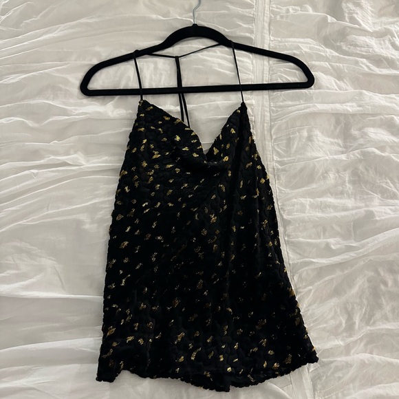 Intermix Gillian Velvet Devore Leopard Print Cowl Neck Cami - Picture 4 of 4